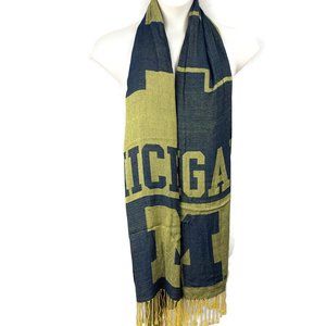 University of Michigan Wolverines Rayon Reversible Fringed LOGO Scarf 25 x 77